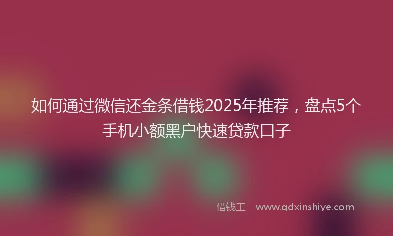 如何通过微信还金条借钱2025年推荐，盘点5个手机小额黑户快速贷款口子