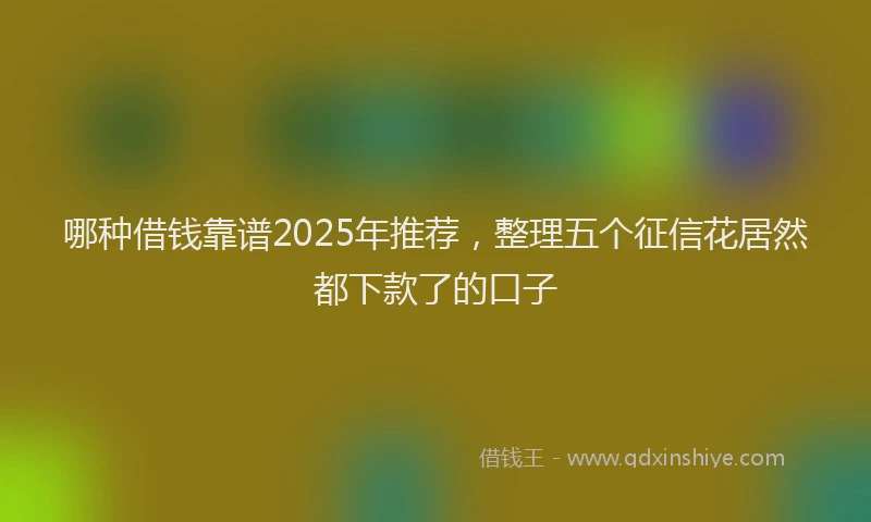 哪种借钱靠谱2025年推荐，整理五个征信花居然都下款了的口子