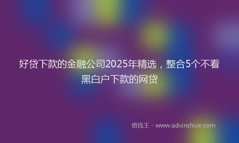 好贷下款的金融公司2025年精选，整合5个不看黑白户下款的网贷