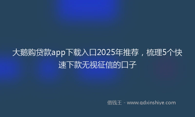 大鹅购贷款app下载入口2025年推荐，梳理5个快速下款无视征信的口子