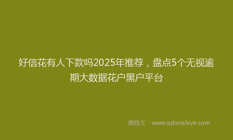 好信花有人下款吗2025年推荐，盘点5个无视逾期大数据花户黑户平台