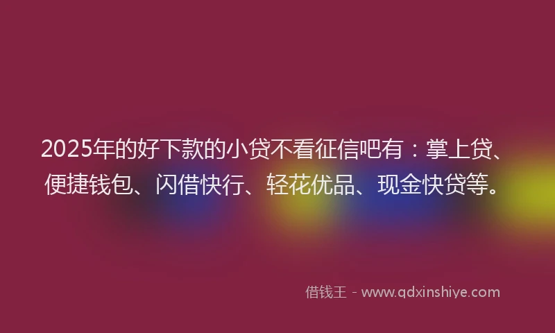 2025年的好下款的小贷不看征信吧有：掌上贷、便捷钱包、闪借快行、轻花优品、现金快贷等。