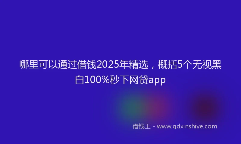 哪里可以通过借钱2025年精选，概括5个无视黑白100%秒下网贷app