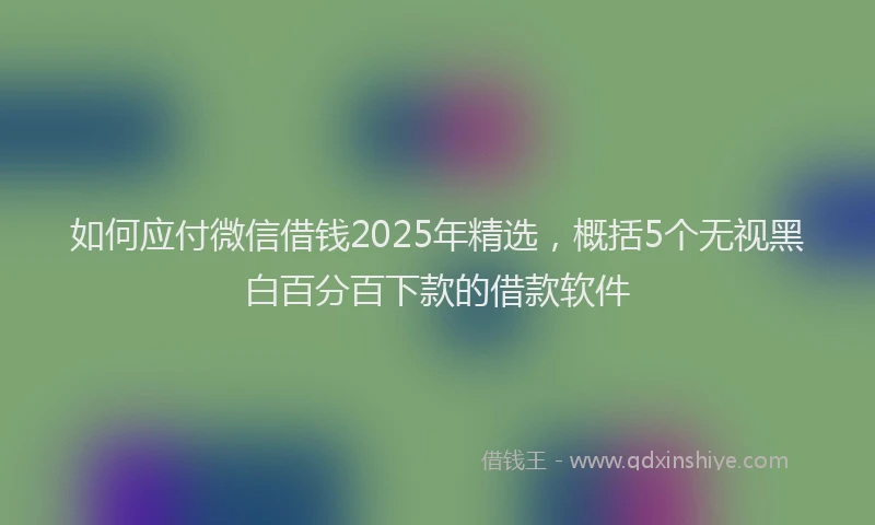 如何应付微信借钱2025年精选，概括5个无视黑白百分百下款的借款软件