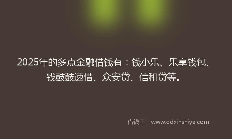2025年的多点金融借钱有：钱小乐、乐享钱包、钱鼓鼓速借、众安贷、信和贷等。
