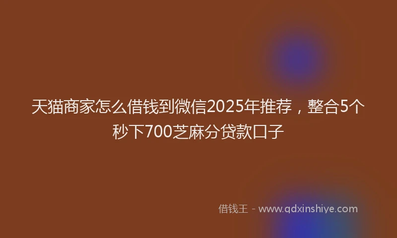 天猫商家怎么借钱到微信2025年推荐，整合5个秒下700芝麻分贷款口子