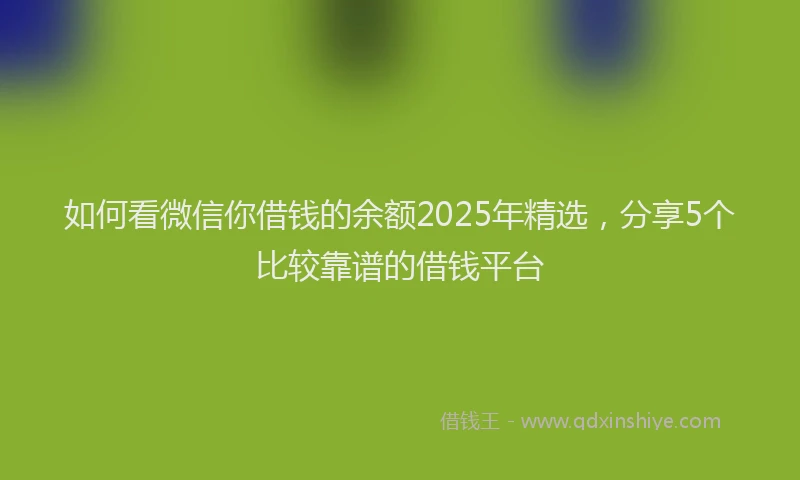如何看微信你借钱的余额2025年精选，分享5个比较靠谱的借钱平台