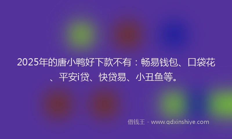 2025年的唐小鸭好下款不有：畅易钱包、口袋花、平安i贷、快贷易、小丑鱼等。