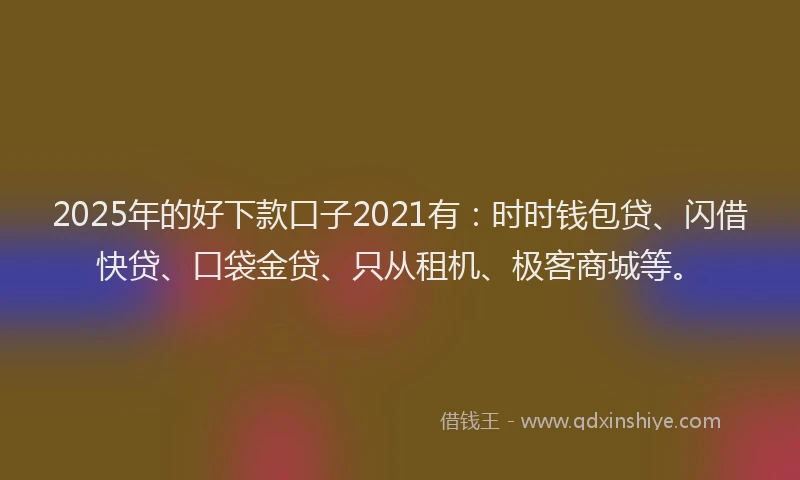 2025年的好下款口子2021有：时时钱包贷、闪借快贷、口袋金贷、只从租机、极客商城等。