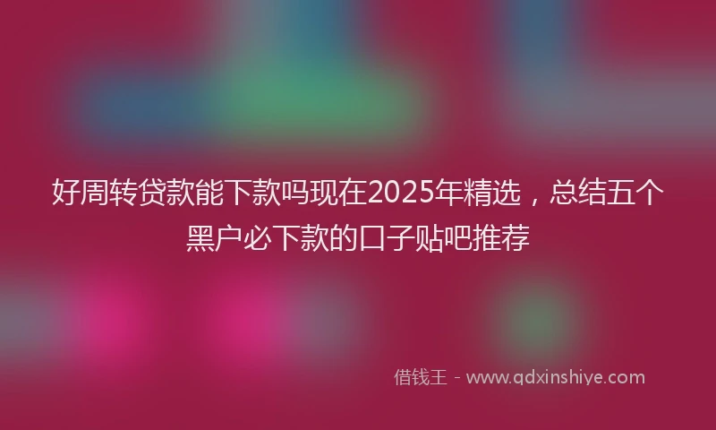 好周转贷款能下款吗现在2025年精选，总结五个黑户必下款的口子贴吧推荐
