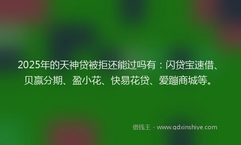 2025年的天神贷被拒还能过吗有：闪贷宝速借、贝赢分期、盈小花、快易花贷、爱蹦商城等。
