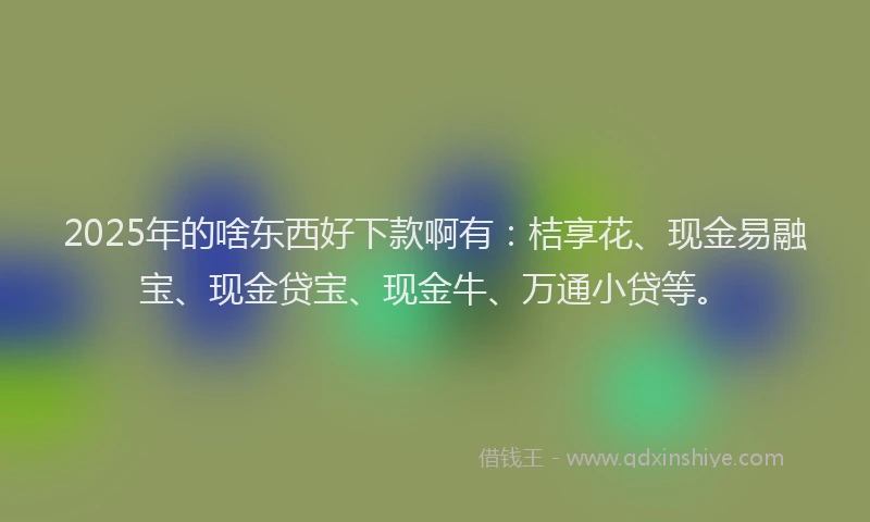 2025年的啥东西好下款啊有：桔享花、现金易融宝、现金贷宝、现金牛、万通小贷等。