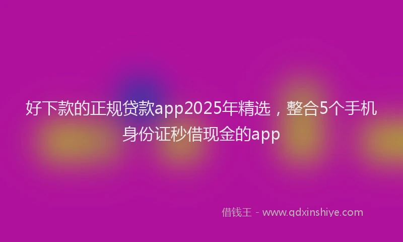 好下款的正规贷款app2025年精选，整合5个手机身份证秒借现金的app