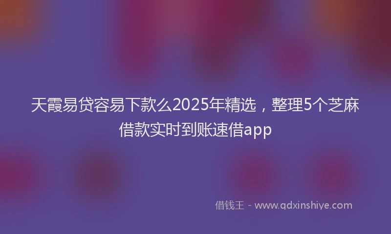 天霞易贷容易下款么2025年精选，整理5个芝麻借款实时到账速借app