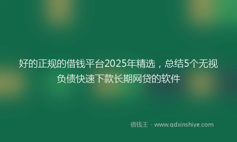 好的正规的借钱平台2025年精选，总结5个无视负债快速下款长期网贷的软件