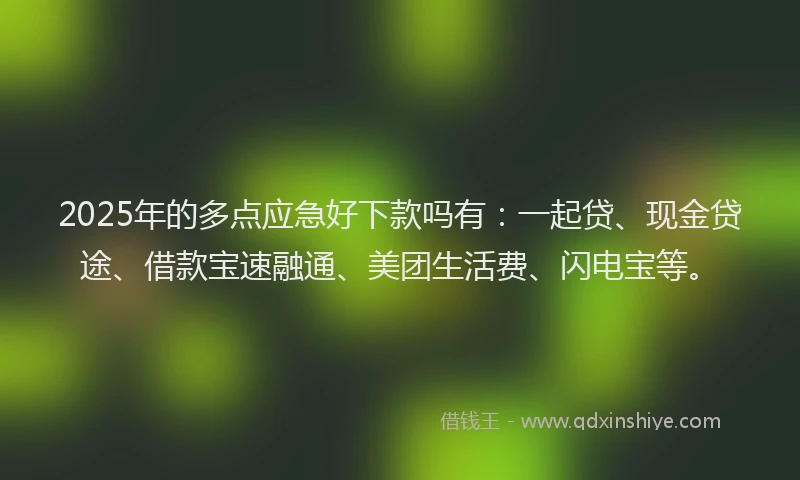 2025年的多点应急好下款吗有：一起贷、现金贷途、借款宝速融通、美团生活费、闪电宝等。