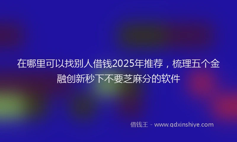 在哪里可以找别人借钱2025年推荐，梳理五个金融创新秒下不要芝麻分的软件