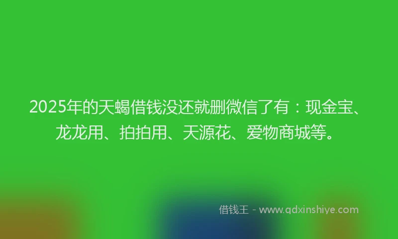 2025年的天蝎借钱没还就删微信了有：现金宝、龙龙用、拍拍用、天源花、爱物商城等。