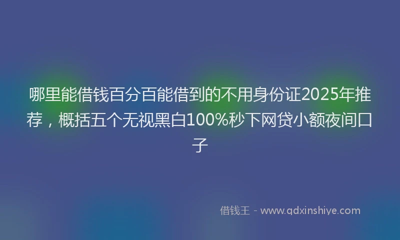 哪里能借钱百分百能借到的不用身份证2025年推荐，概括五个无视黑白100%秒下网贷小额夜间口子