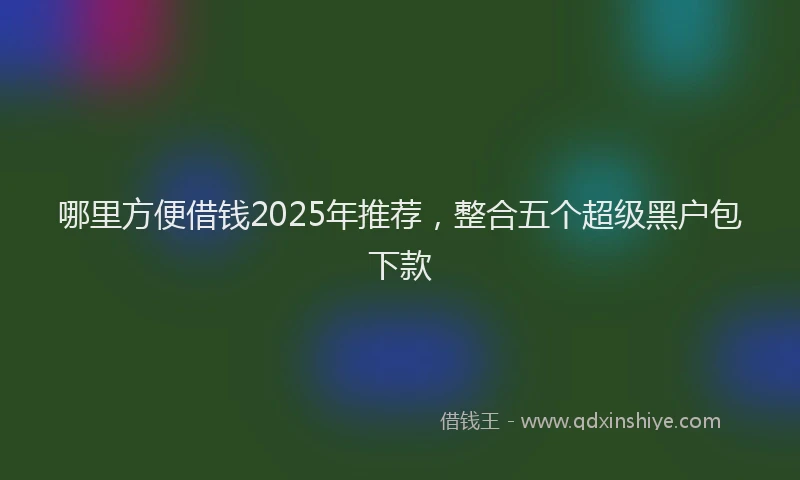 哪里方便借钱2025年推荐，整合五个超级黑户包下款