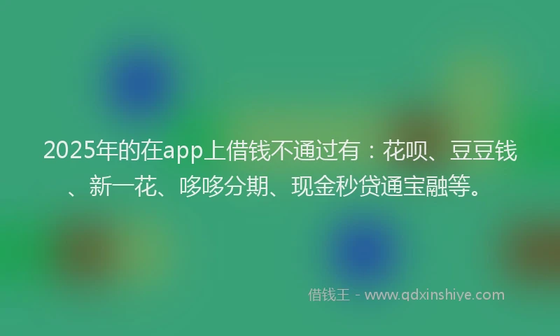 2025年的在app上借钱不通过有：花呗、豆豆钱、新一花、哆哆分期、现金秒贷通宝融等。