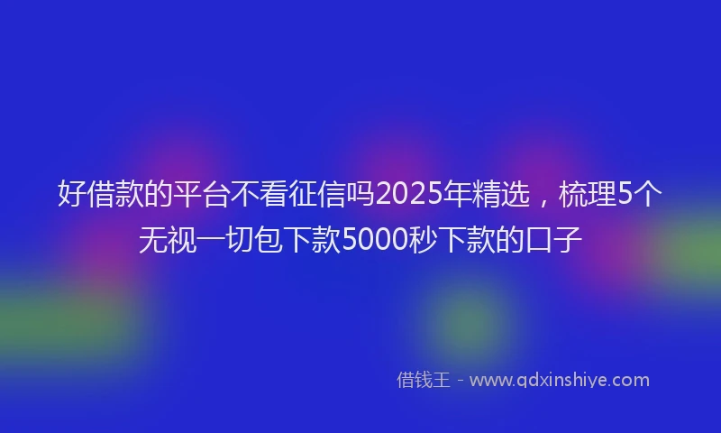 好借款的平台不看征信吗2025年精选，梳理5个无视一切包下款5000秒下款的口子