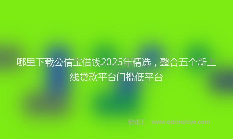 哪里下载公信宝借钱2025年精选，整合五个新上线贷款平台门槛低平台