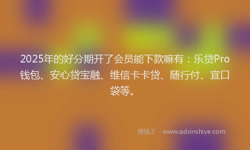 2025年的好分期开了会员能下款嘛有：乐贷Pro钱包、安心贷宝融、维信卡卡贷、随行付、宜口袋等。