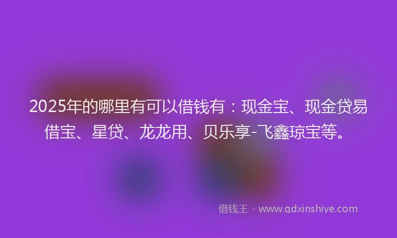 2025年的哪里有可以借钱有：现金宝、现金贷易借宝、星贷、龙龙用、贝乐享-飞鑫琼宝等。