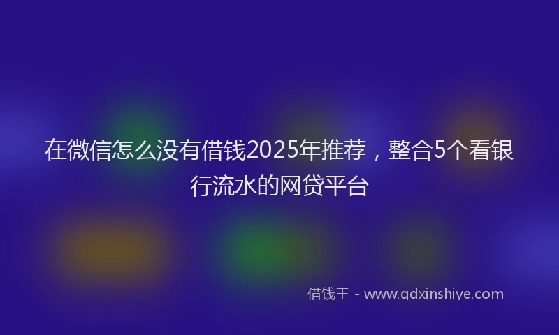 在微信怎么没有借钱2025年推荐，整合5个看银行流水的网贷平台