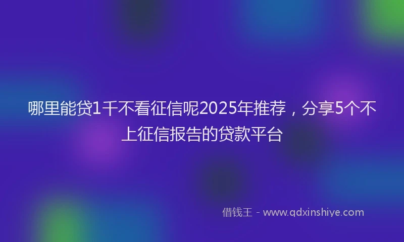哪里能贷1千不看征信呢2025年推荐，分享5个不上征信报告的贷款平台