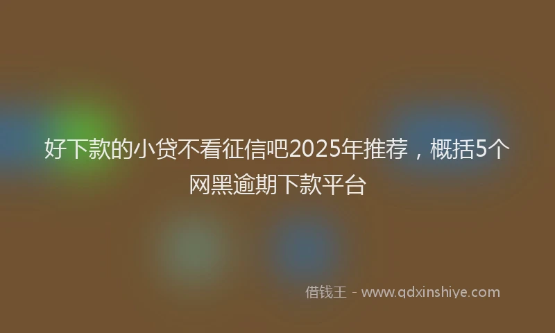 好下款的小贷不看征信吧2025年推荐，概括5个网黑逾期下款平台