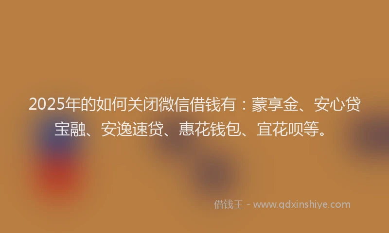 2025年的如何关闭微信借钱有：蒙享金、安心贷宝融、安逸速贷、惠花钱包、宜花呗等。