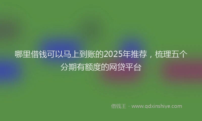 哪里借钱可以马上到账的2025年推荐，梳理五个分期有额度的网贷平台
