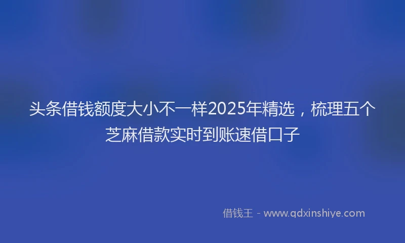 头条借钱额度大小不一样2025年精选，梳理五个芝麻借款实时到账速借口子