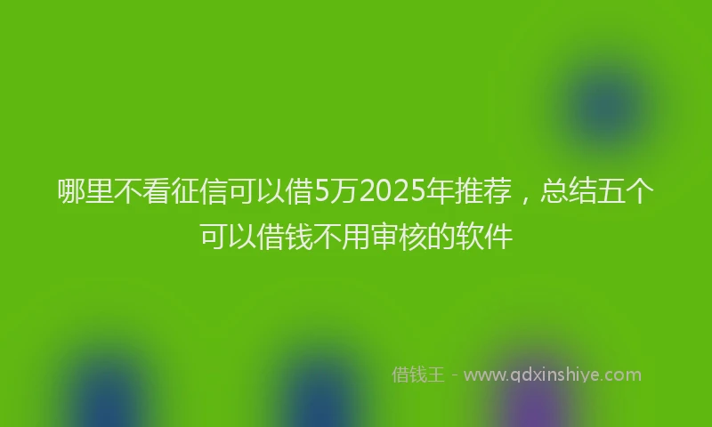 哪里不看征信可以借5万2025年推荐，总结五个可以借钱不用审核的软件