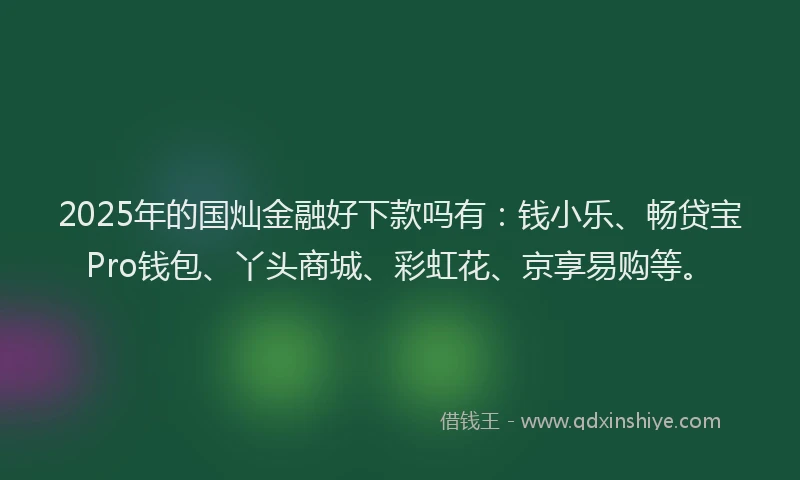 2025年的国灿金融好下款吗有：钱小乐、畅贷宝Pro钱包、丫头商城、彩虹花、京享易购等。