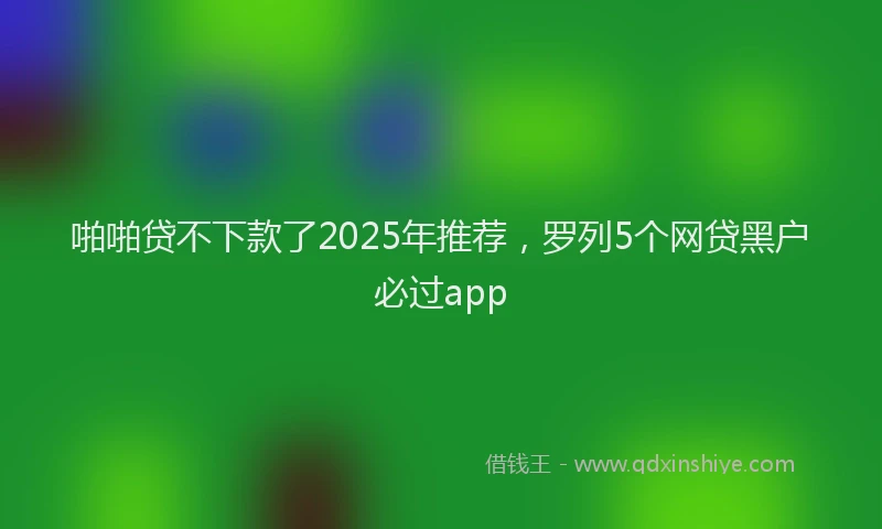 啪啪贷不下款了2025年推荐，罗列5个网贷黑户必过app