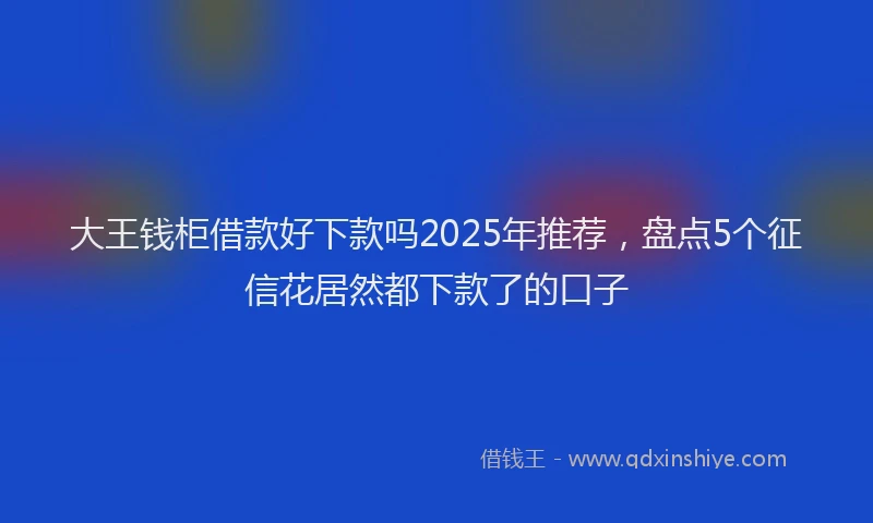 大王钱柜借款好下款吗2025年推荐，盘点5个征信花居然都下款了的口子