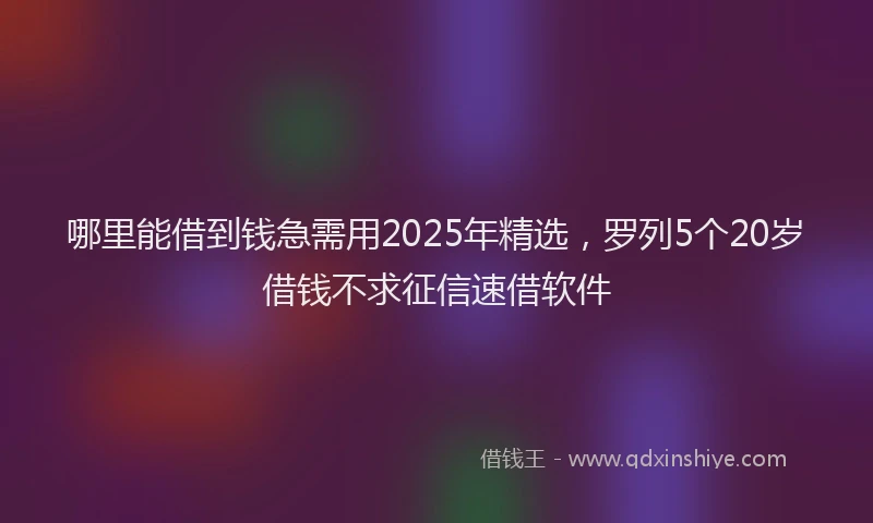 哪里能借到钱急需用2025年精选，罗列5个20岁借钱不求征信速借软件