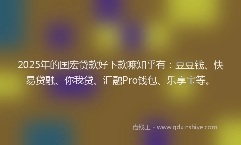2025年的国宏贷款好下款嘛知乎有：豆豆钱、快易贷融、你我贷、汇融Pro钱包、乐享宝等。
