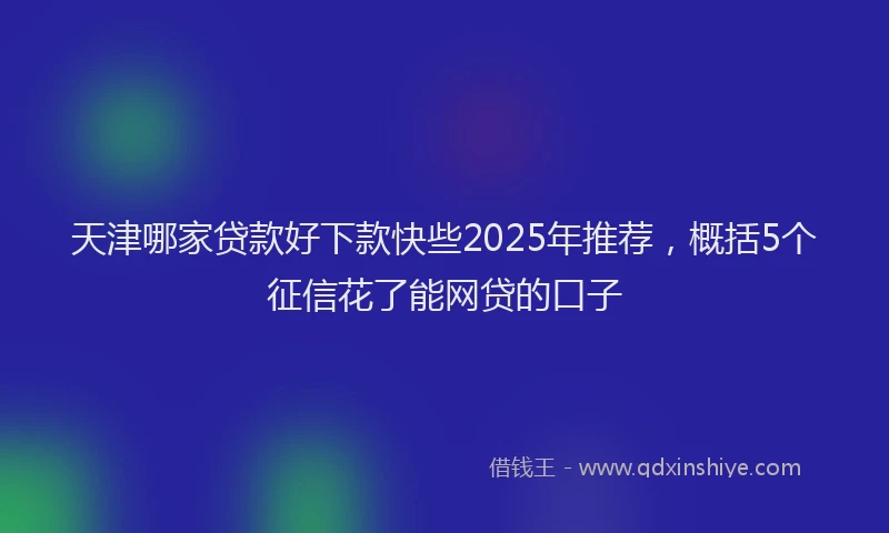 天津哪家贷款好下款快些2025年推荐，概括5个征信花了能网贷的口子