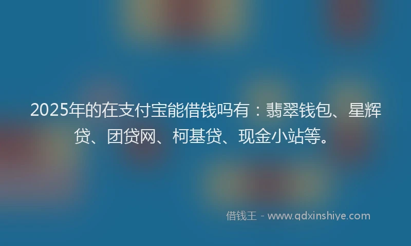 2025年的在支付宝能借钱吗有：翡翠钱包、星辉贷、团贷网、柯基贷、现金小站等。