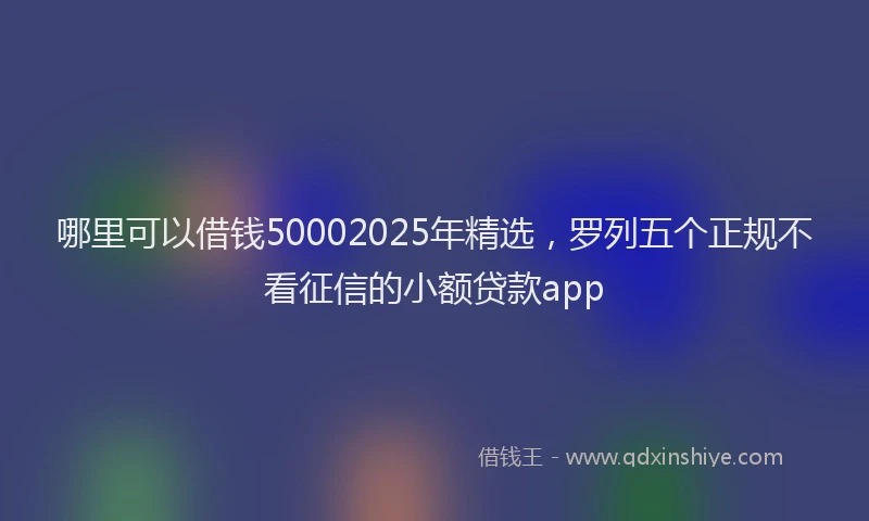 哪里可以借钱50002025年精选，罗列五个正规不看征信的小额贷款app