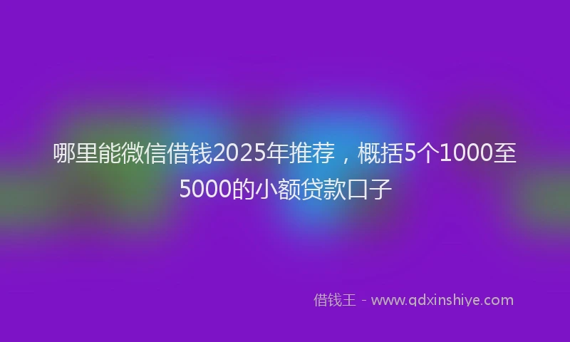 哪里能微信借钱2025年推荐，概括5个1000至5000的小额贷款口子