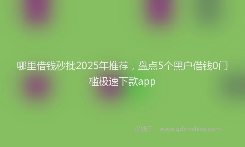 哪里借钱秒批2025年推荐，盘点5个黑户借钱0门槛极速下款app