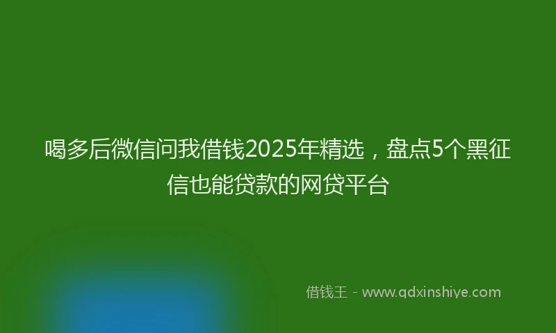 喝多后微信问我借钱2025年精选，盘点5个黑征信也能贷款的网贷平台