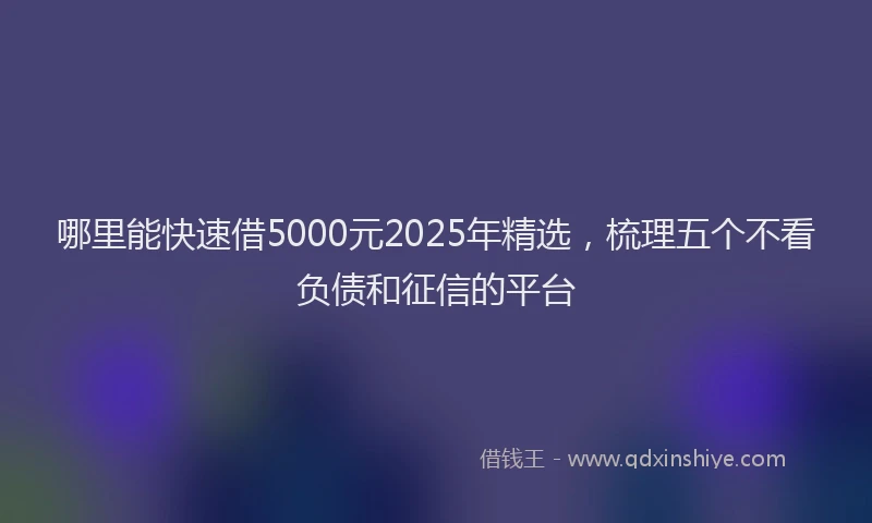 哪里能快速借5000元2025年精选，梳理五个不看负债和征信的平台