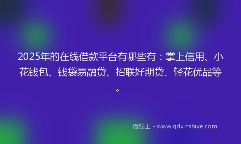 2025年的在线借款平台有哪些有：掌上信用、小花钱包、钱袋易融贷、招联好期贷、轻花优品等。
