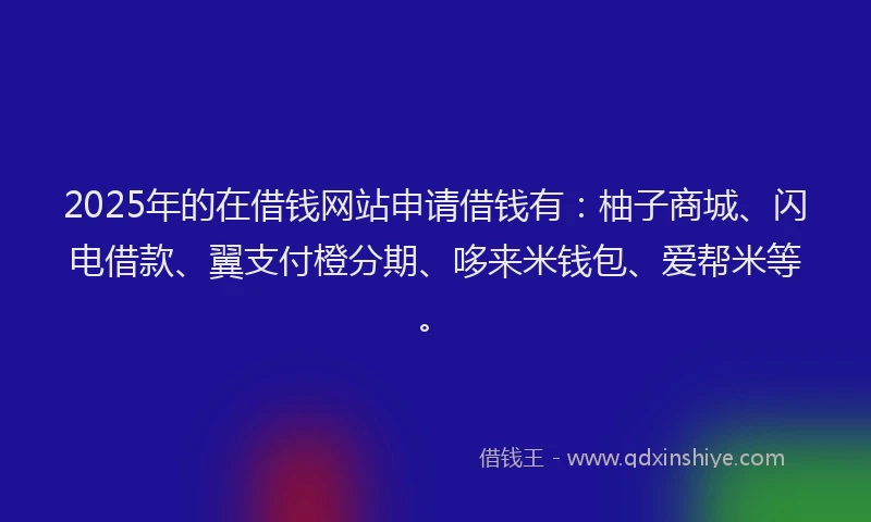 2025年的在借钱网站申请借钱有：柚子商城、闪电借款、翼支付橙分期、哆来米钱包、爱帮米等。